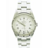 Rolex Air-King Stainless Steel Fluted With White Roman Dial 34mm Watch
